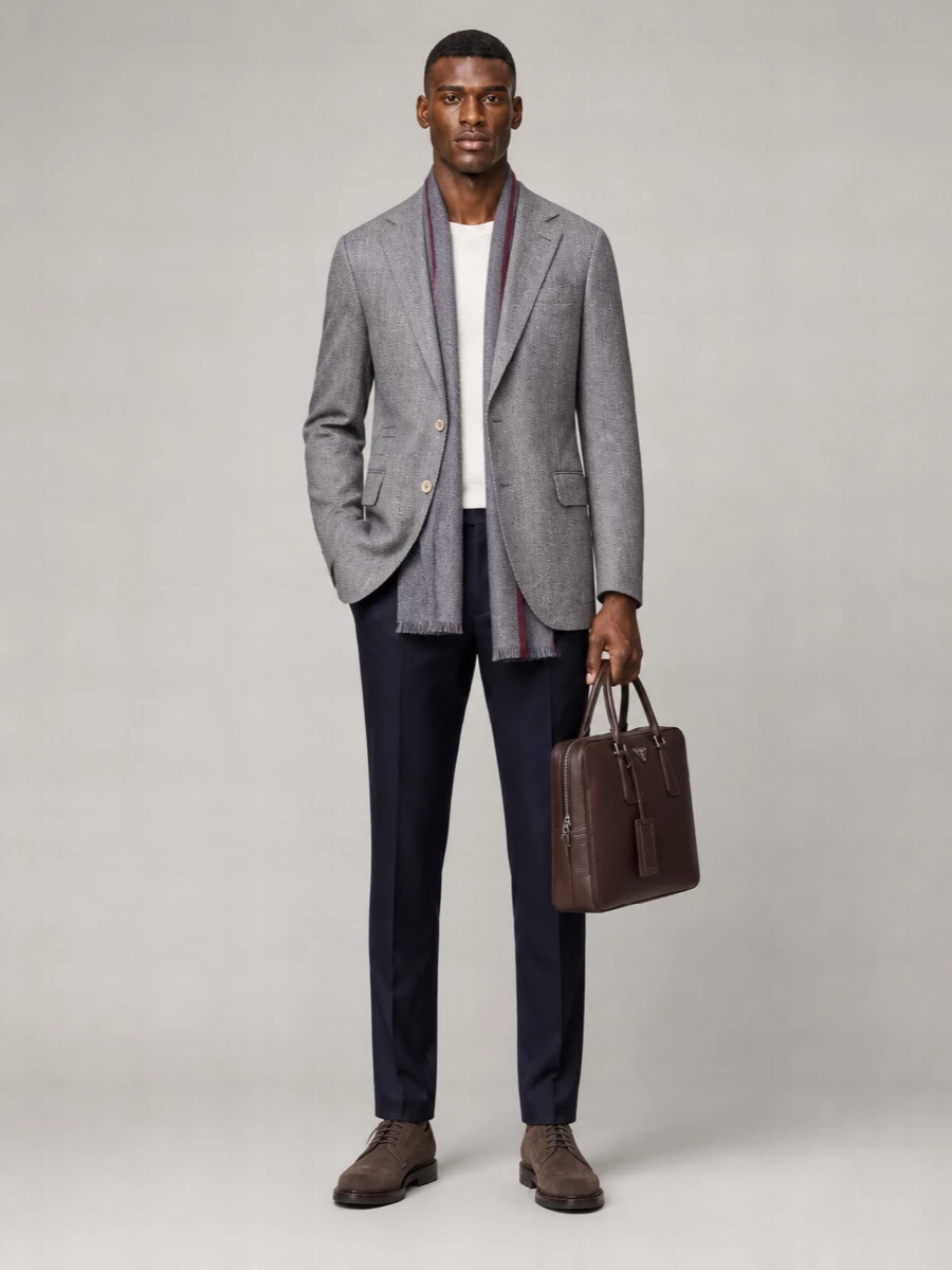 Brunello Cucinelli Wool Alpaca Silk Single Breasted Blazer