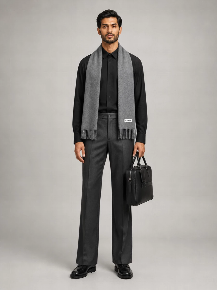 Jil Sander fil-à-fil pleated flared trousers