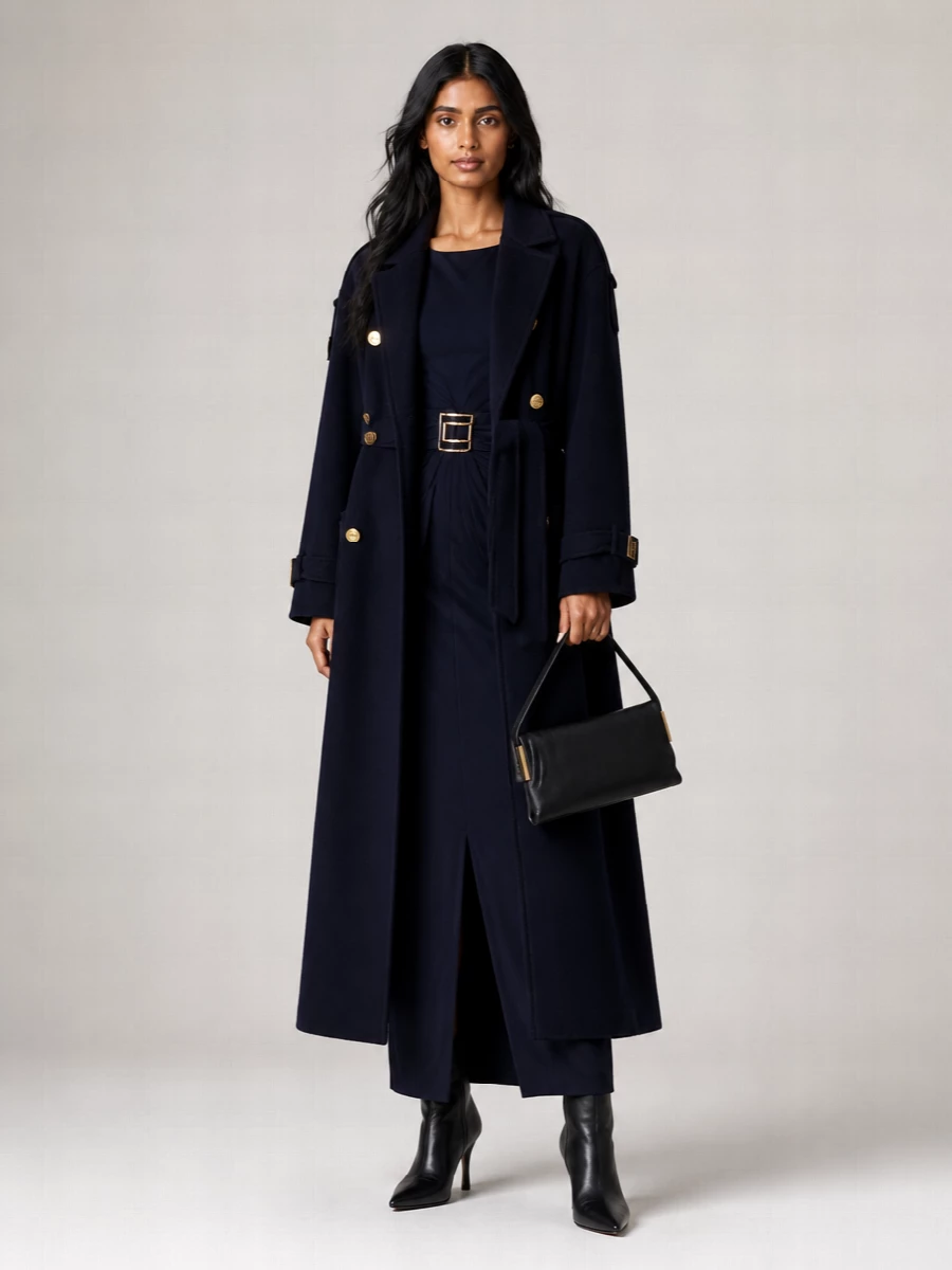 Elisabetta Franchi Wool Double-Breasted Belted Coat