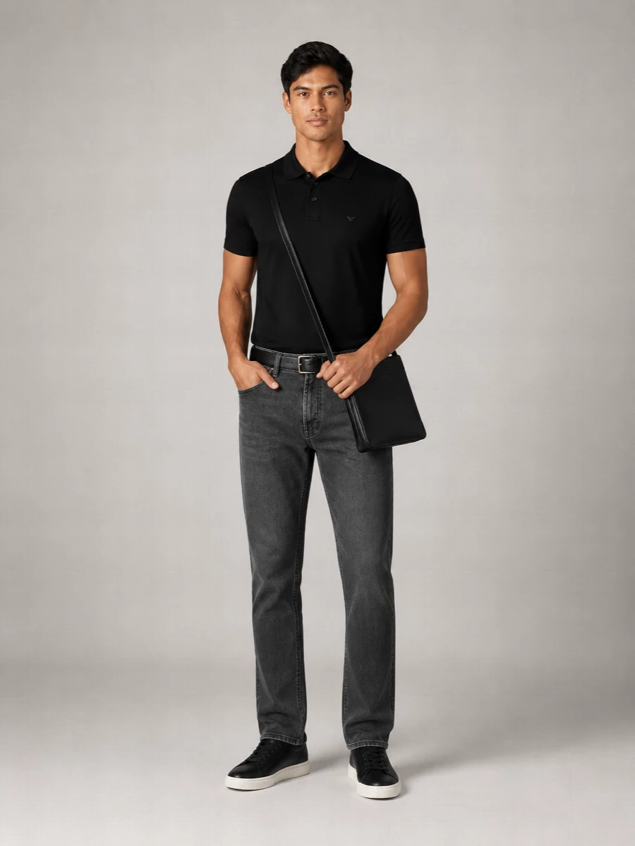 Emporio Armani Silk Blend Short Sleeve Polo Shirt