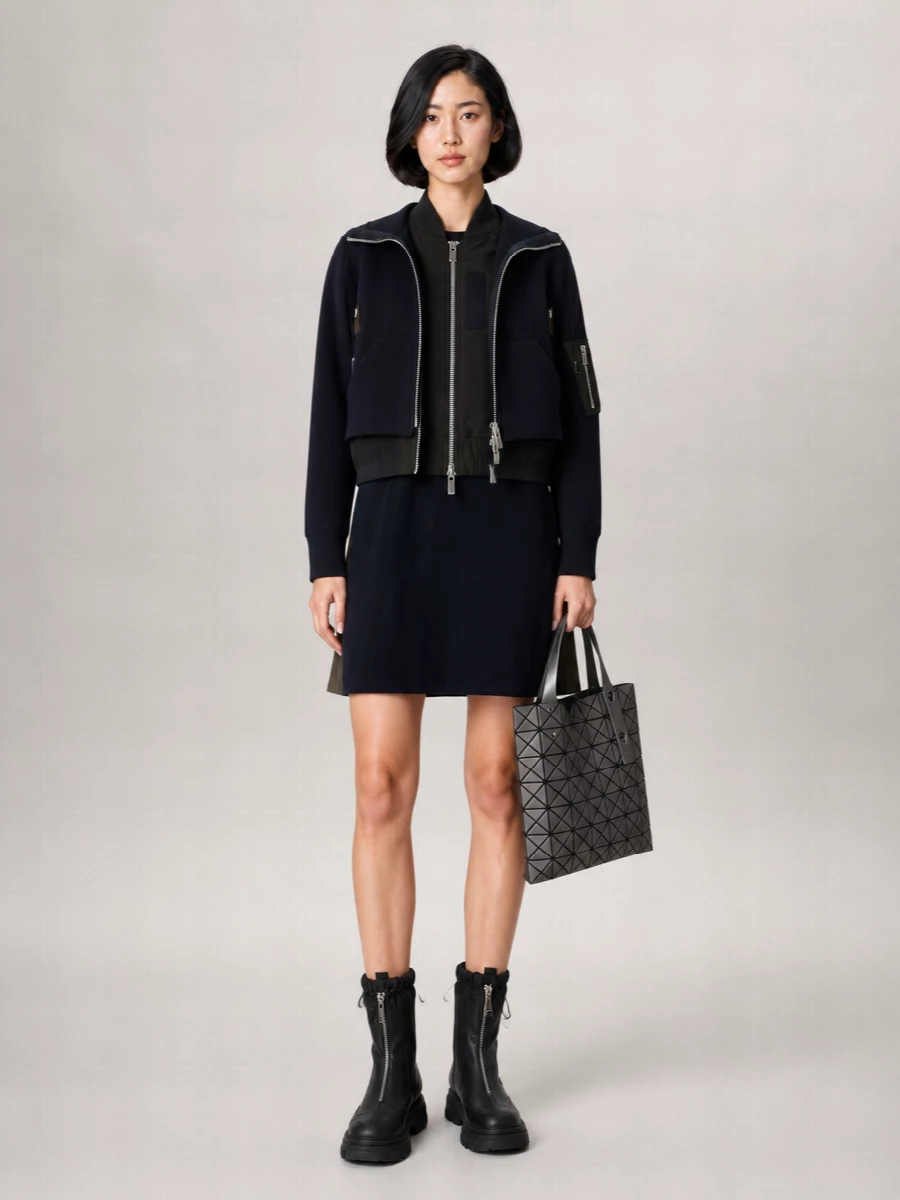 Sacai Cotton Blend Hooded Bomber Jacket