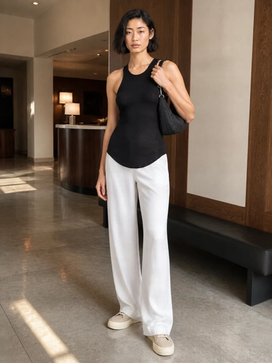 Rick owens wide leg trouser black racerback tank