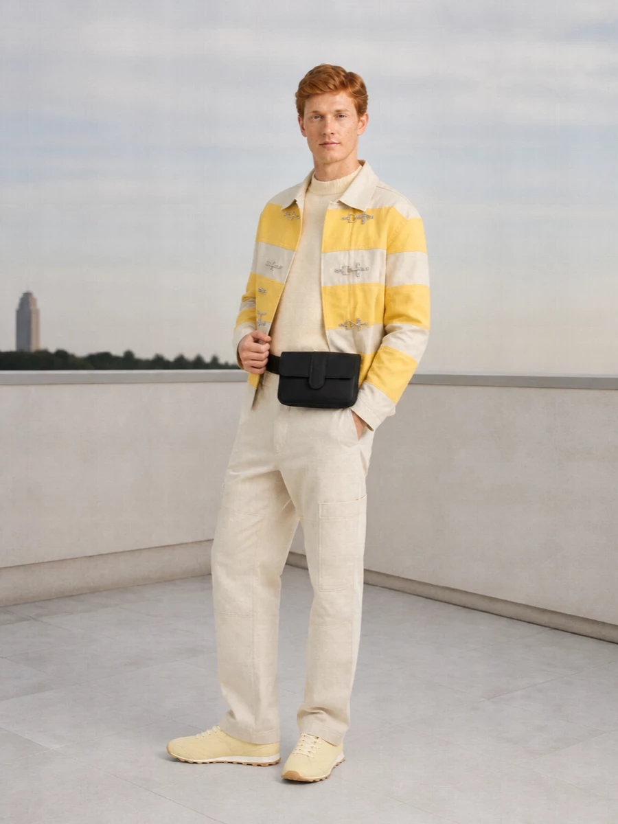 Jacquemus yellow utility jacket cream cargos