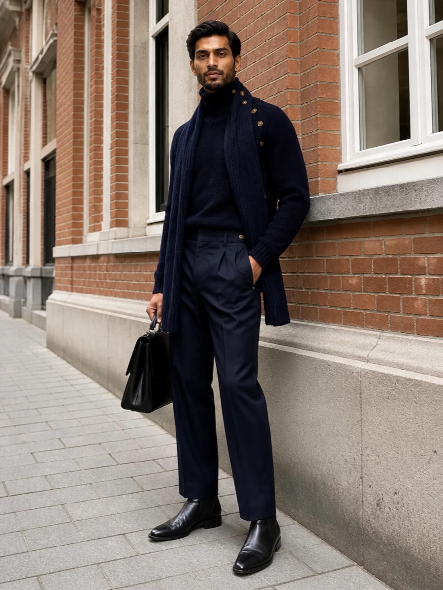 Dolce gabbana navy turtleneck tailored trousers