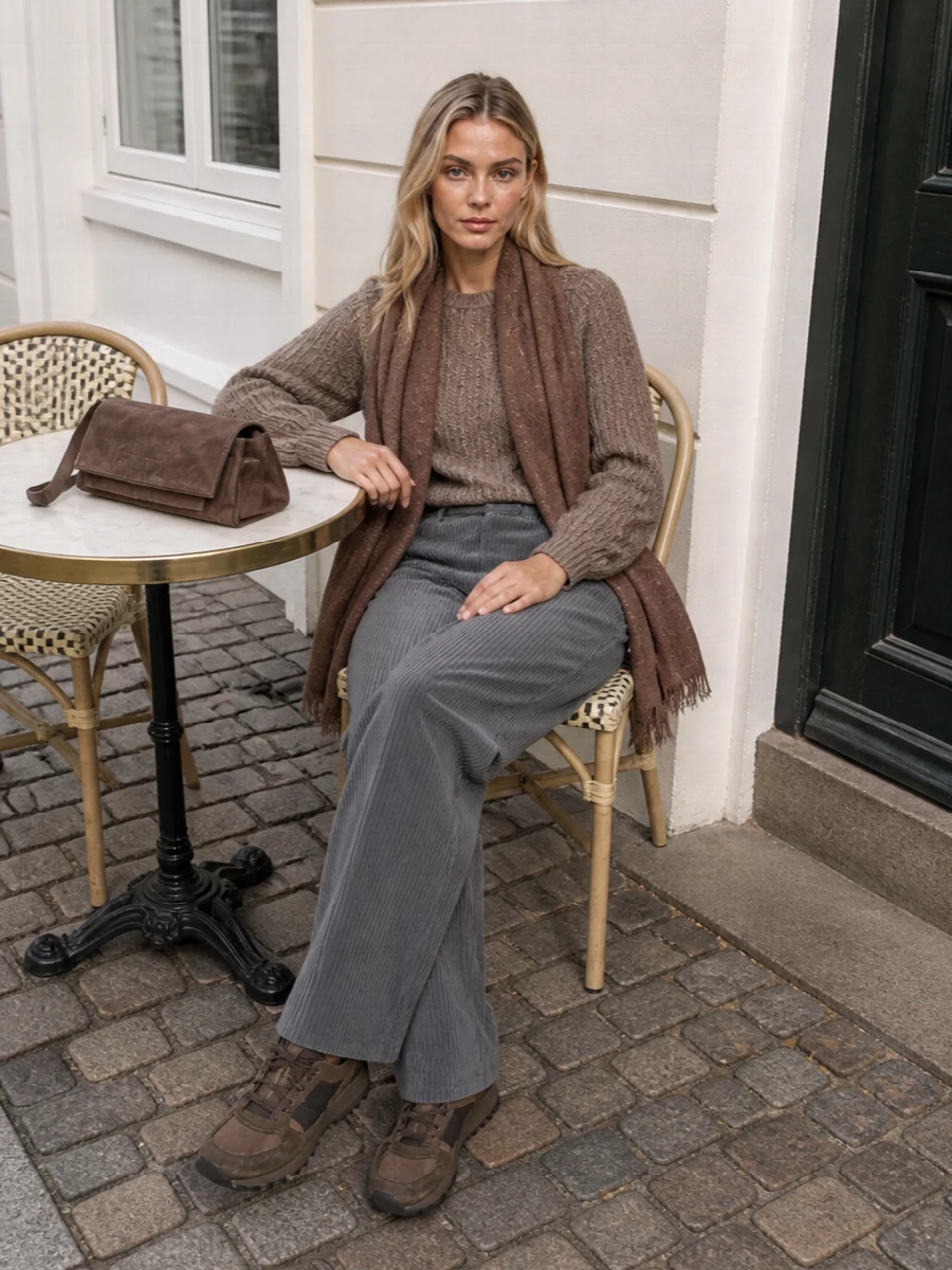 Brunello cucinelli mink sweater grey corduroy pants