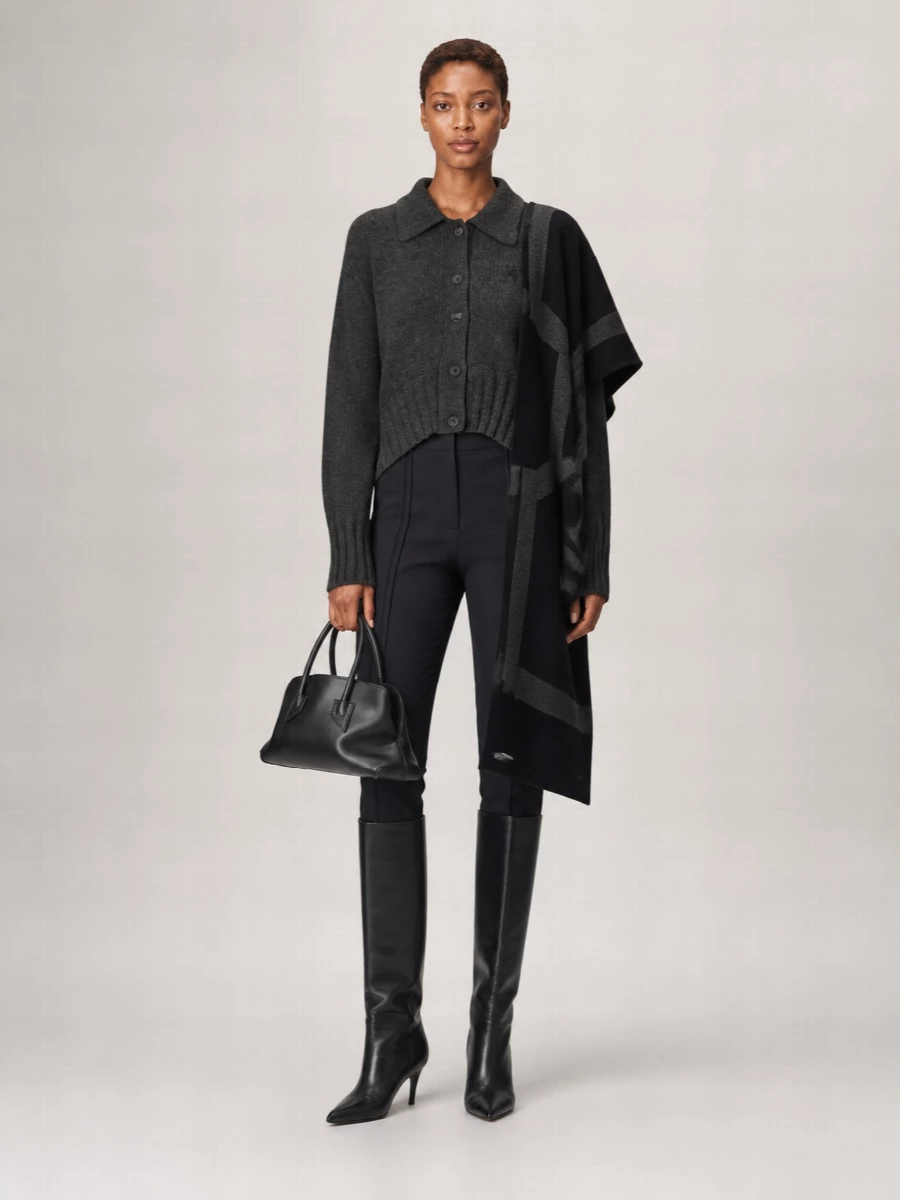 The Attico Cashmere Wool Asymmetric Ribbed Long-Sleeve Cardigan