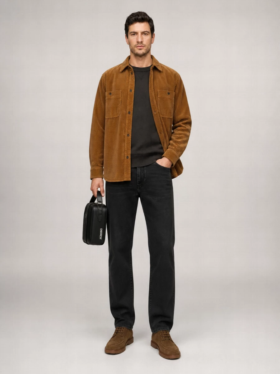 Isabel Marant Corduroy Asymmetric Long-Sleeve Overshirt