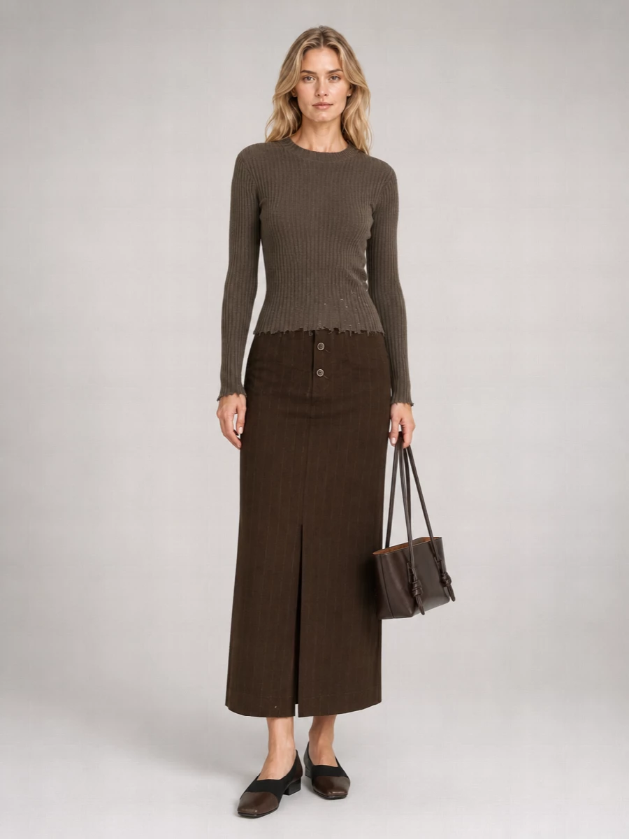 Uma Wang Cashmere Ribbed Knitted Top