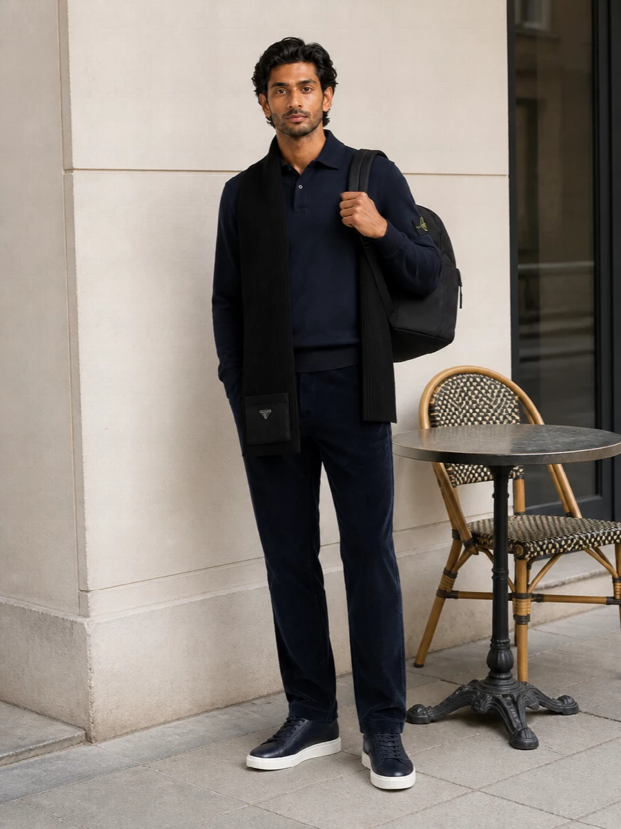 Stone island navy polo corduroy trousers sneakers