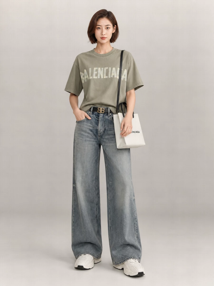 Balenciaga Tape Type Cotton T-Shirt