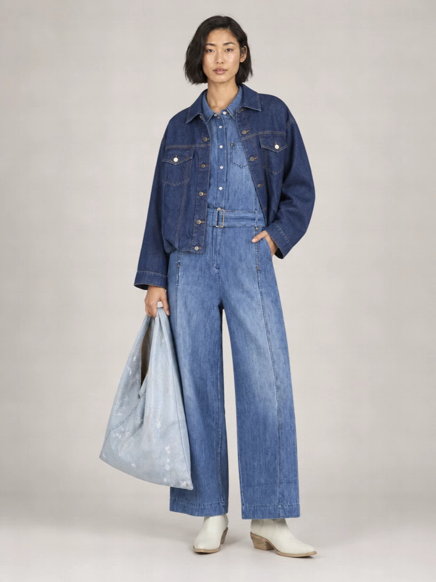 7 For All Mankind Denim Gathered Oversized Jacket