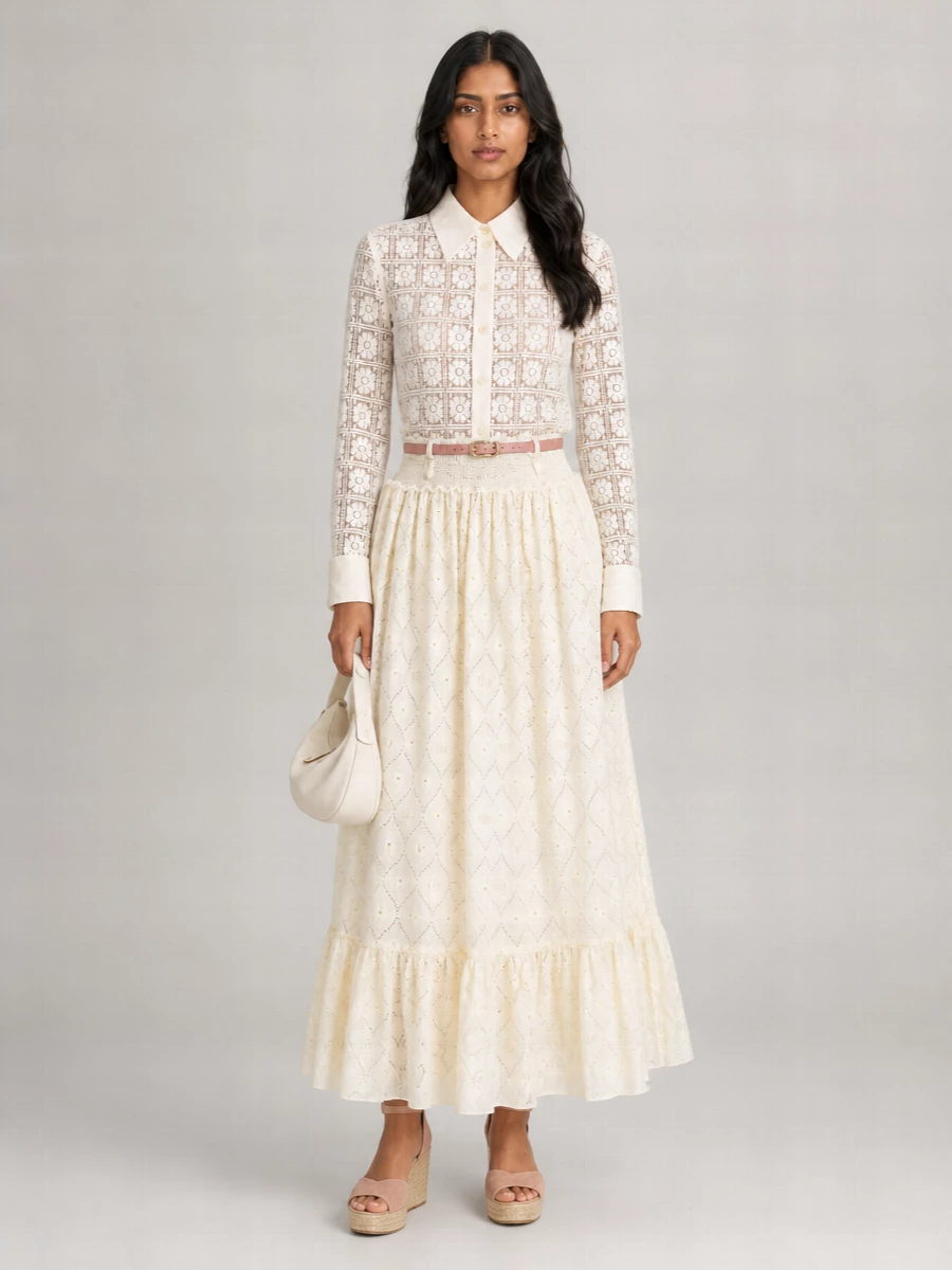Gucci floral broderie anglaise full skirt