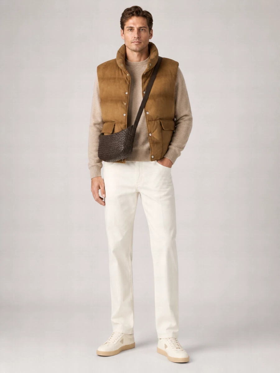 Prada Suede Sleeveless Down Gilet