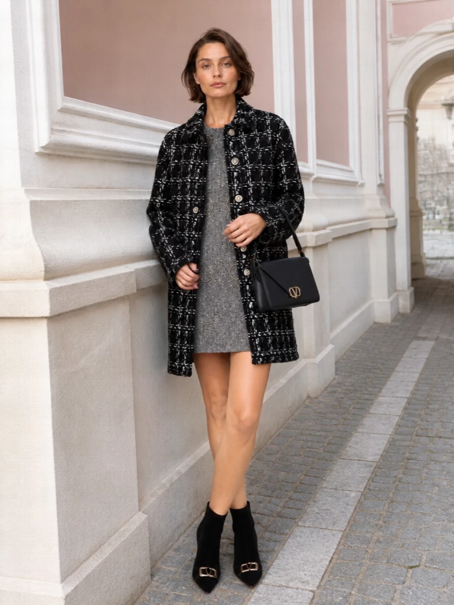 Giambattista valli coat gucci tweed mini dress