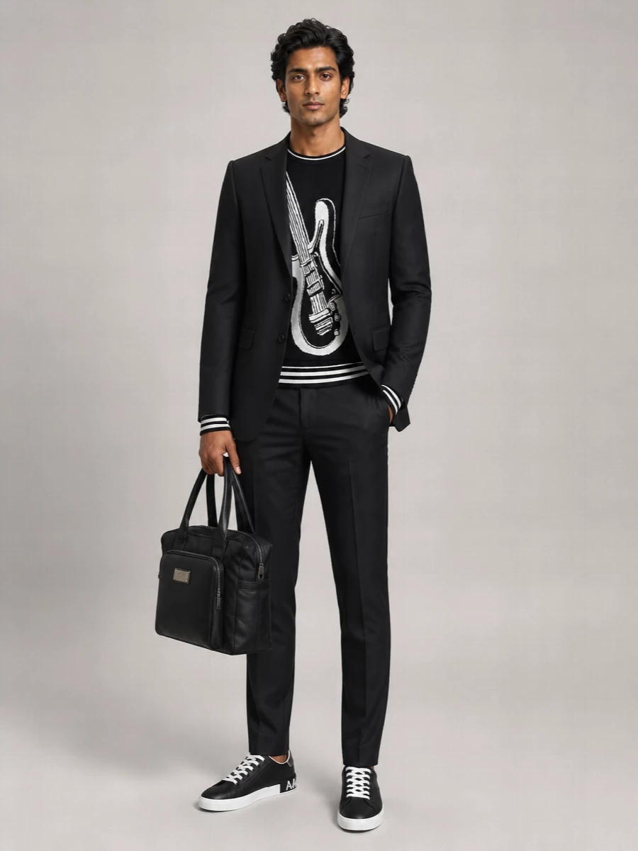 Dolce&Gabbana Silk Graphic Crew Neck Long-Sleeve T-Shirt