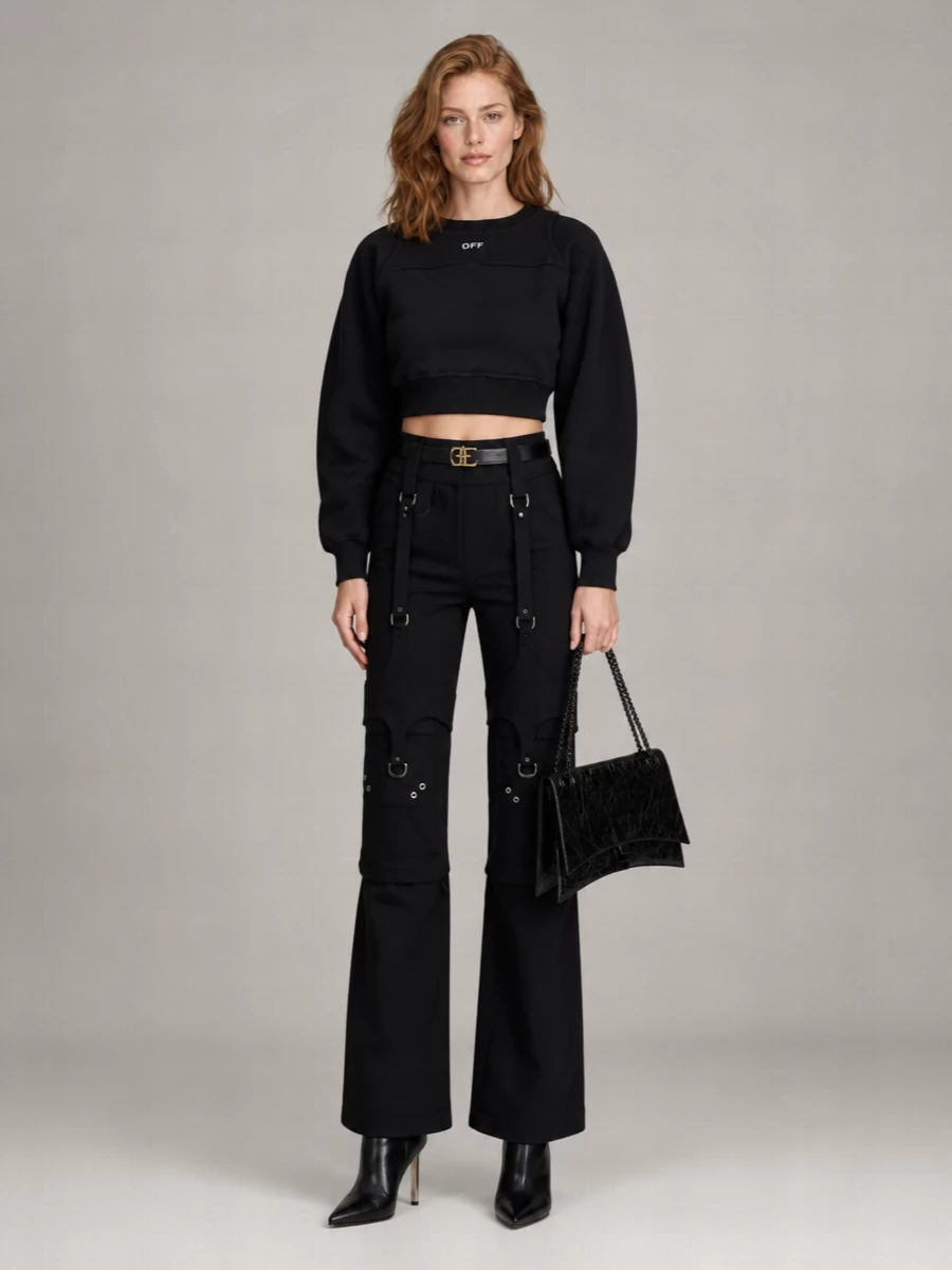 Off-White Cotton Logo-Print Cropped Sweatshirt