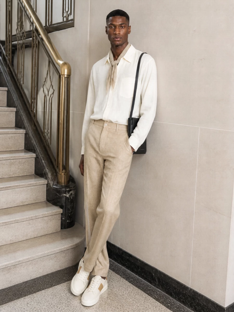 Sefr shirt beige trousers woolrich sneakers