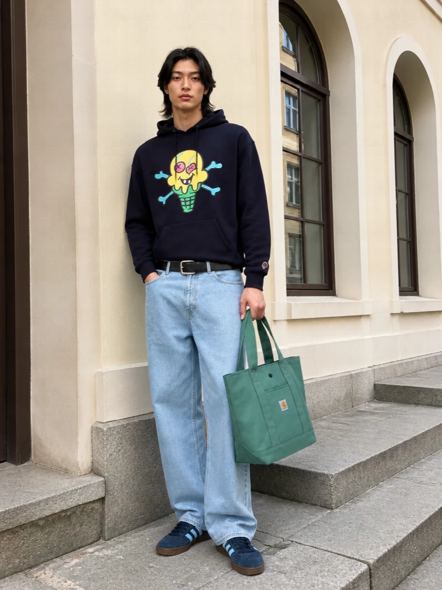 Icecream hoodie palm angels wide leg jeans outfit