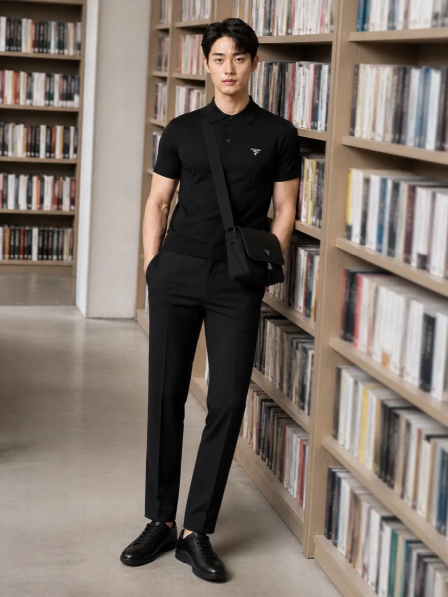 Prada black polo tailored trouser outfit