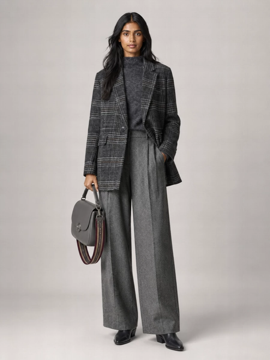 Isabel Marant Etoile Virgin Wool Checked Single Breasted Coat