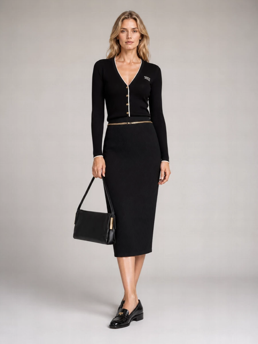 Elisabetta Franchi Wool Long-Sleeve Cardigan