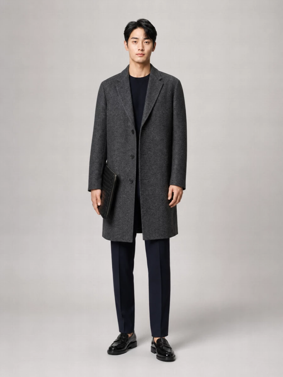 Zegna Cashmere Silk Single Breasted Coat