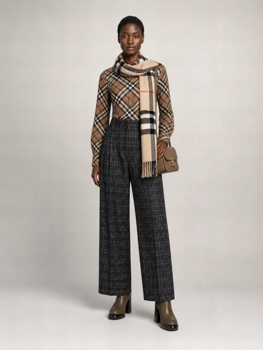 Burberry Wool Blend Checked Shirt