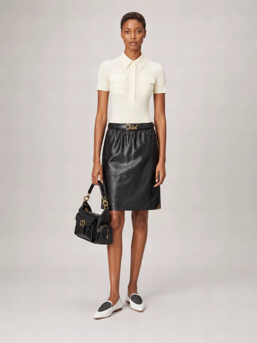 Chloé Leather Straight Skirt