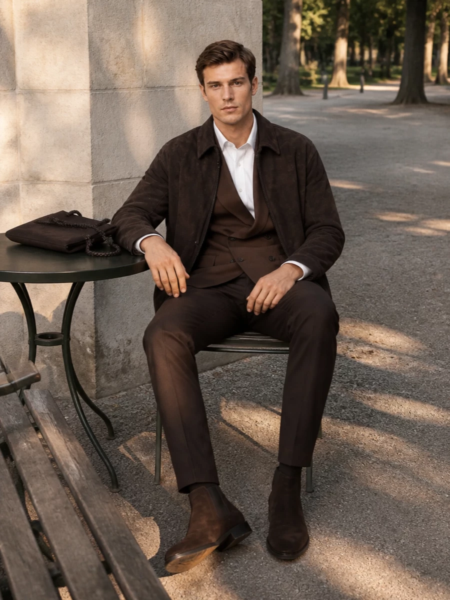 Giorgio brato suede jacket brown tailored outfit