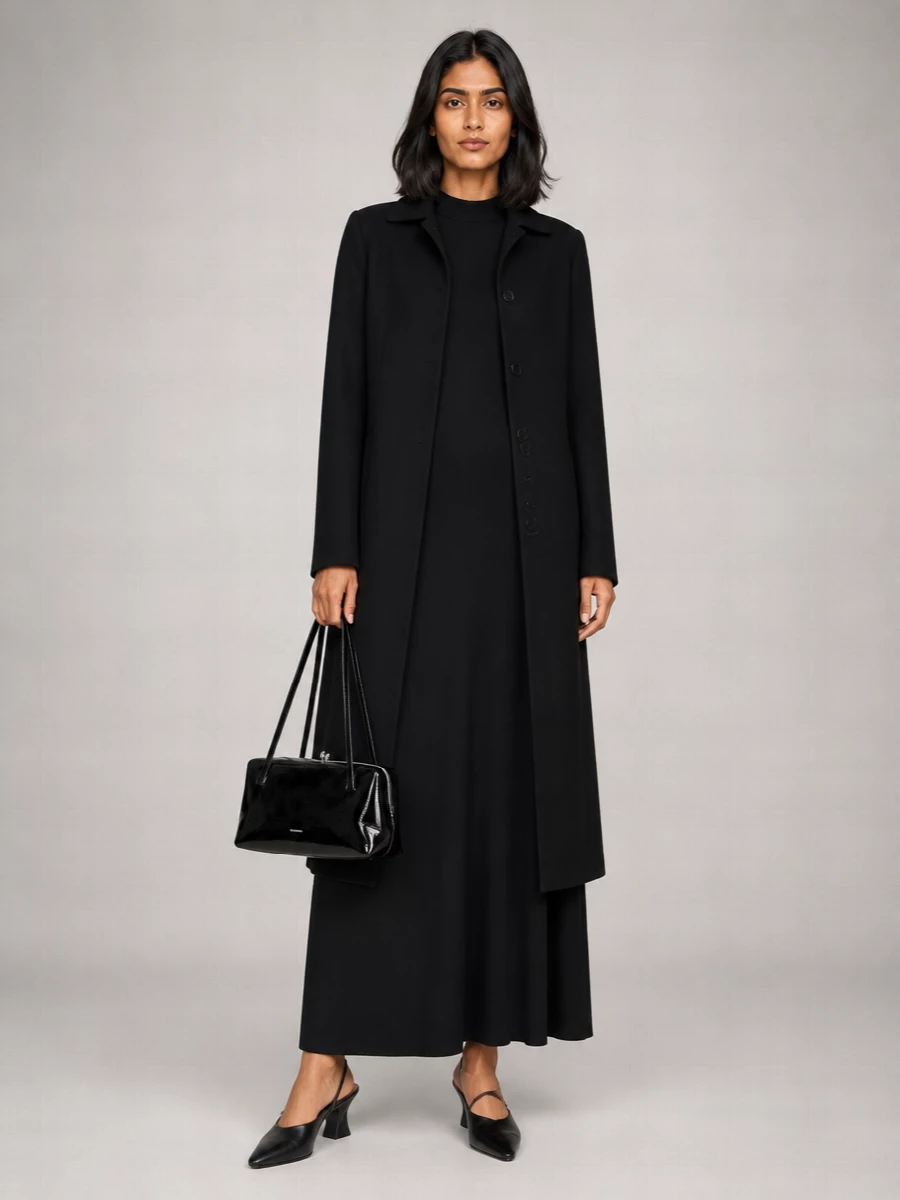 Jil Sander Wool Silk Twill Coat