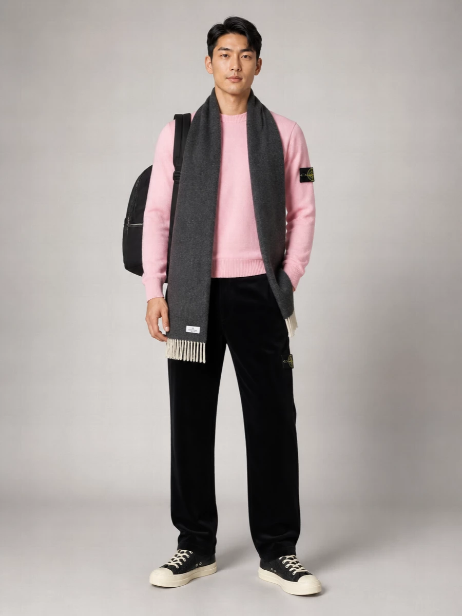 Stone Island Virgin Wool Ribbed Crew-Neck Sweater