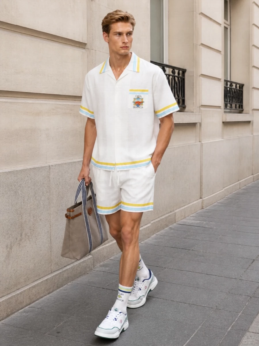 Casablanca resort shirt shorts outfit men