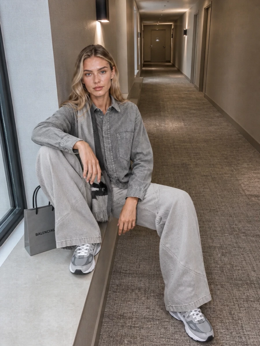 Darkpark shirt the attico wide leg jeans outfit