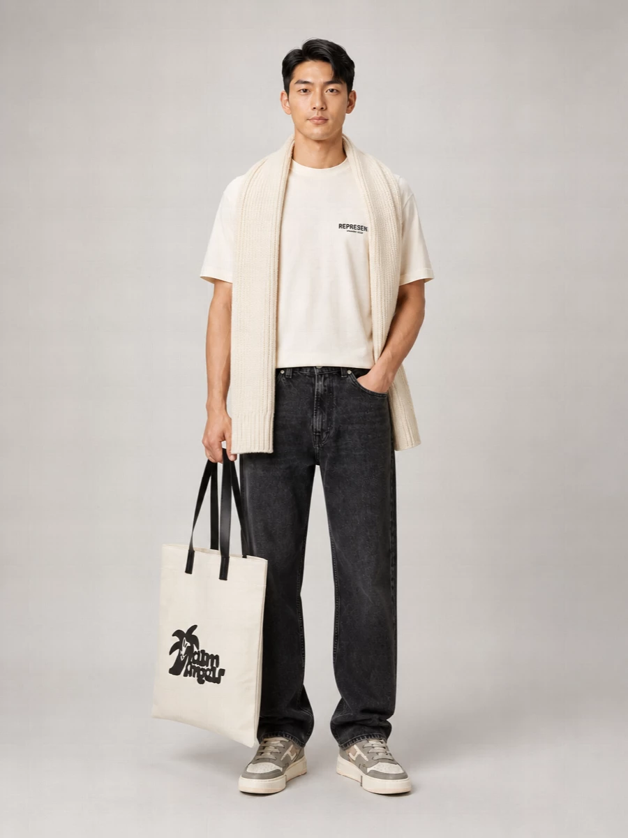 Represent Cotton Oversized Logo-Print T-Shirt