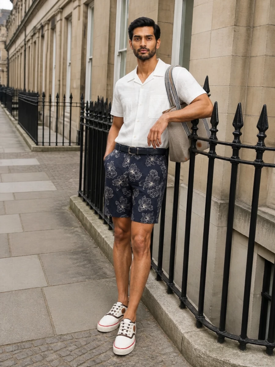 Vince floral shorts white shirt valentino tote