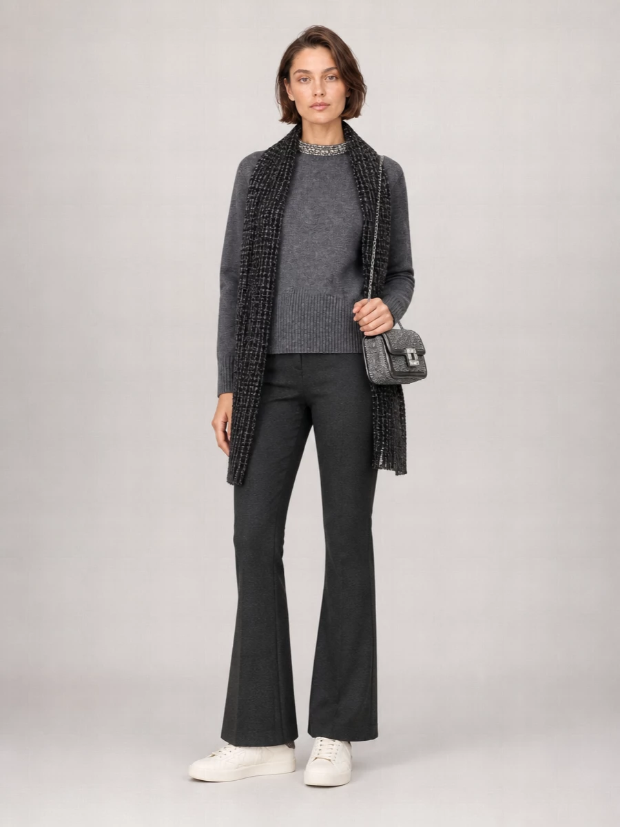 Pinko Cashmere Wool Cropped Crewneck Sweater