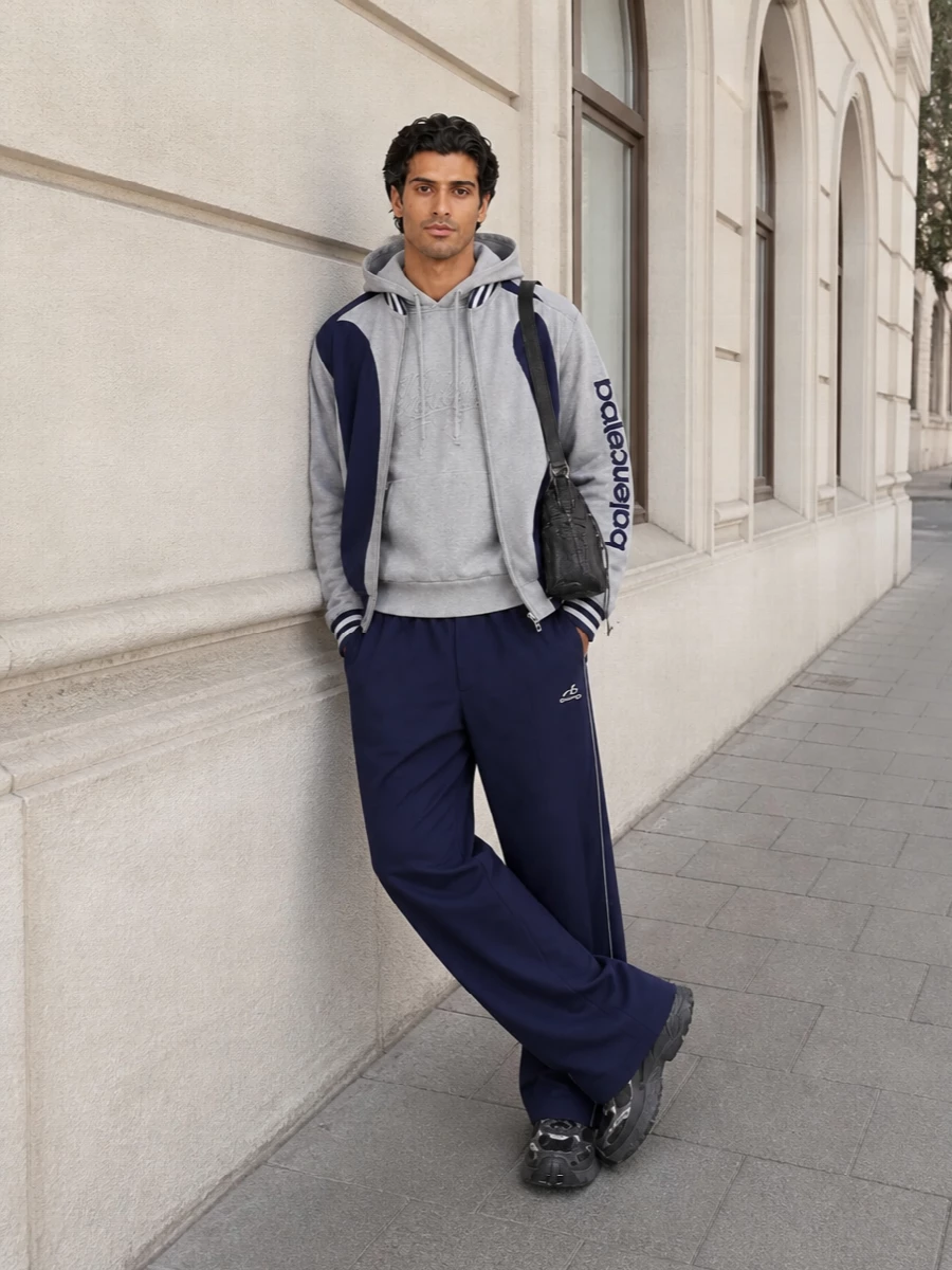 Balenciaga mens grey track jacket navy track pants