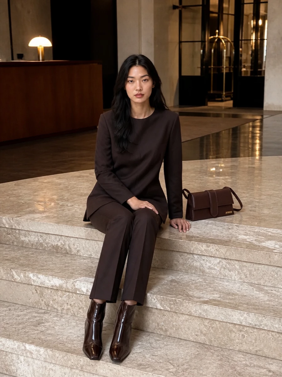 Max mara chocolate trousers stella mccartney boots