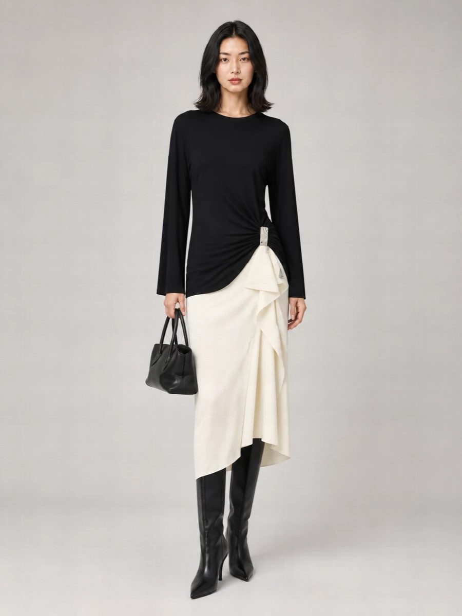 The Attico Viscose Midi Wrap Skirt