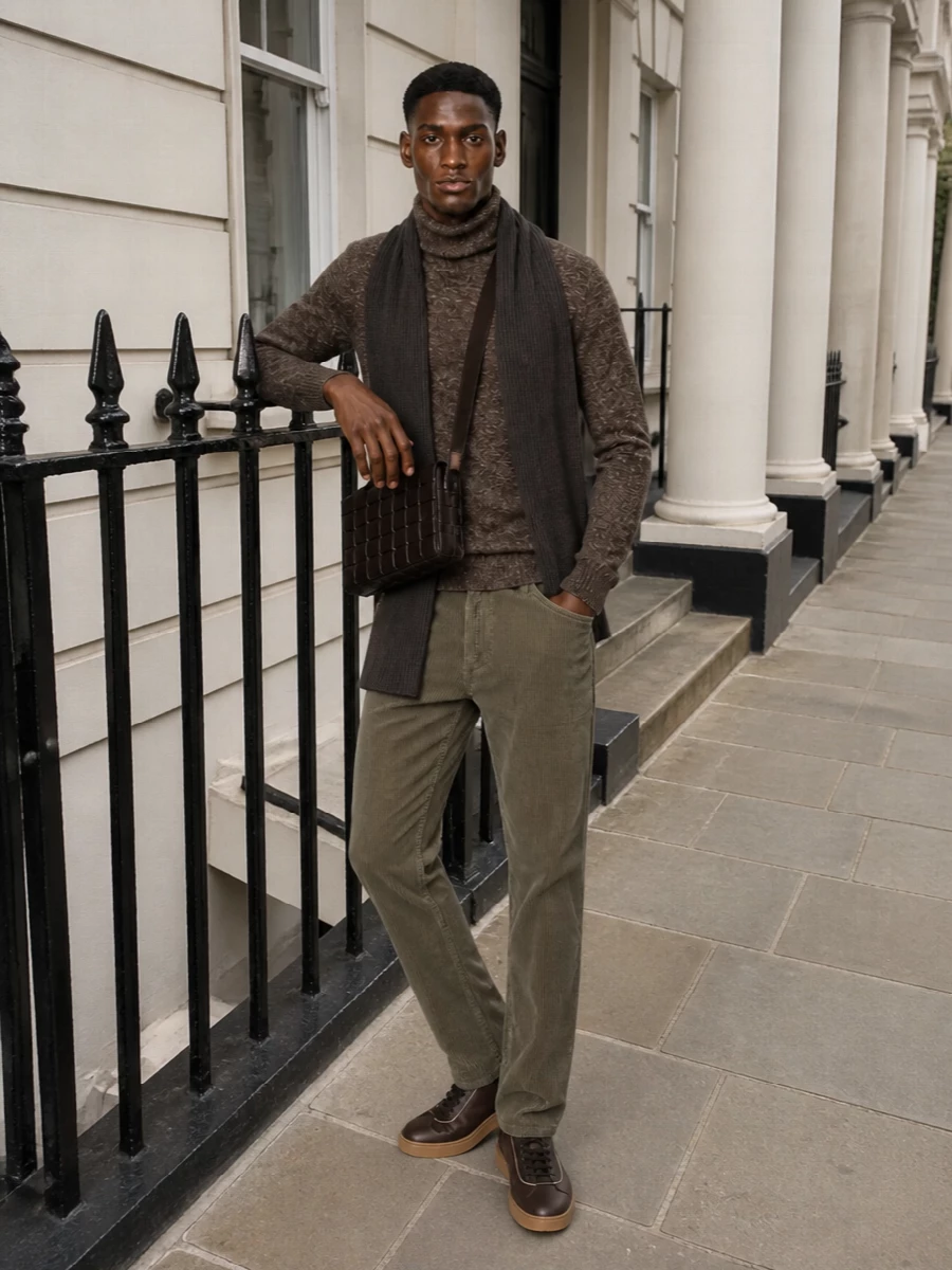 Brunello cucinelli turtleneck with corduroy trouser