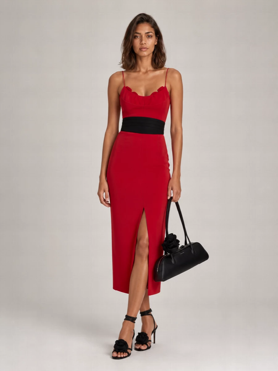 Magda Butrym Wool-Blend Floral-Appliqué Midi Dress