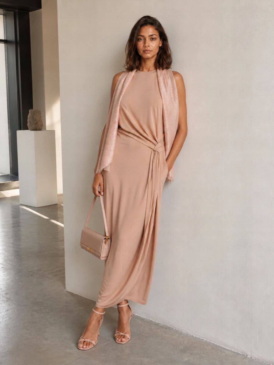 Elisabetta franchi blush maxi dress evening outfit