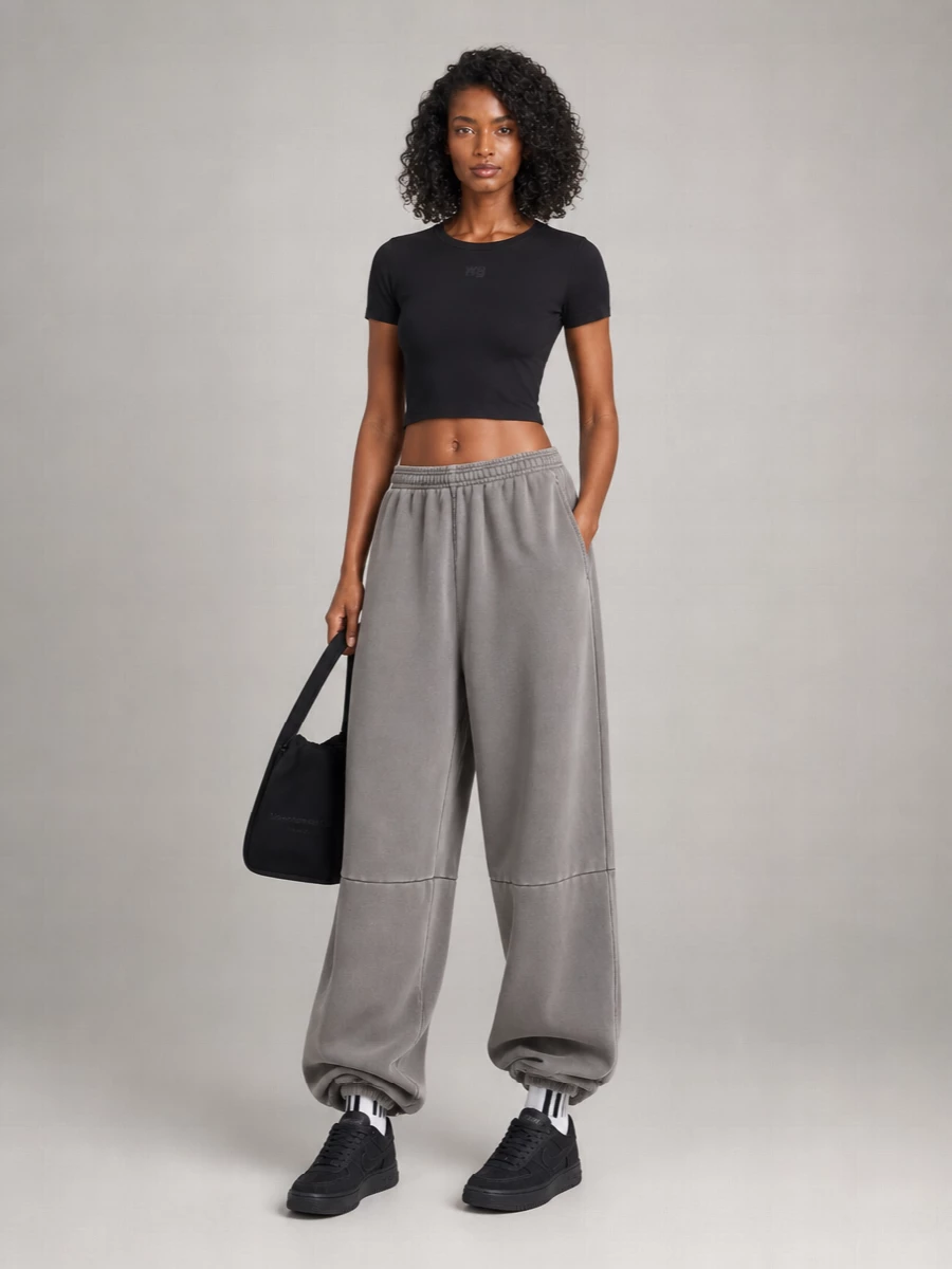 Alexander Wang Cotton Ribbed Crew-Neck Logo-Print T-Shirt
