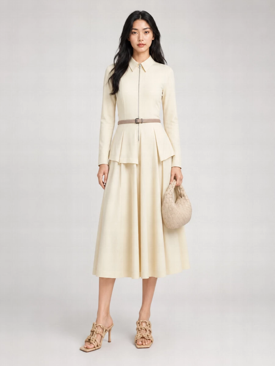 Bottega Veneta Cotton Blend Flared Shirt Dress