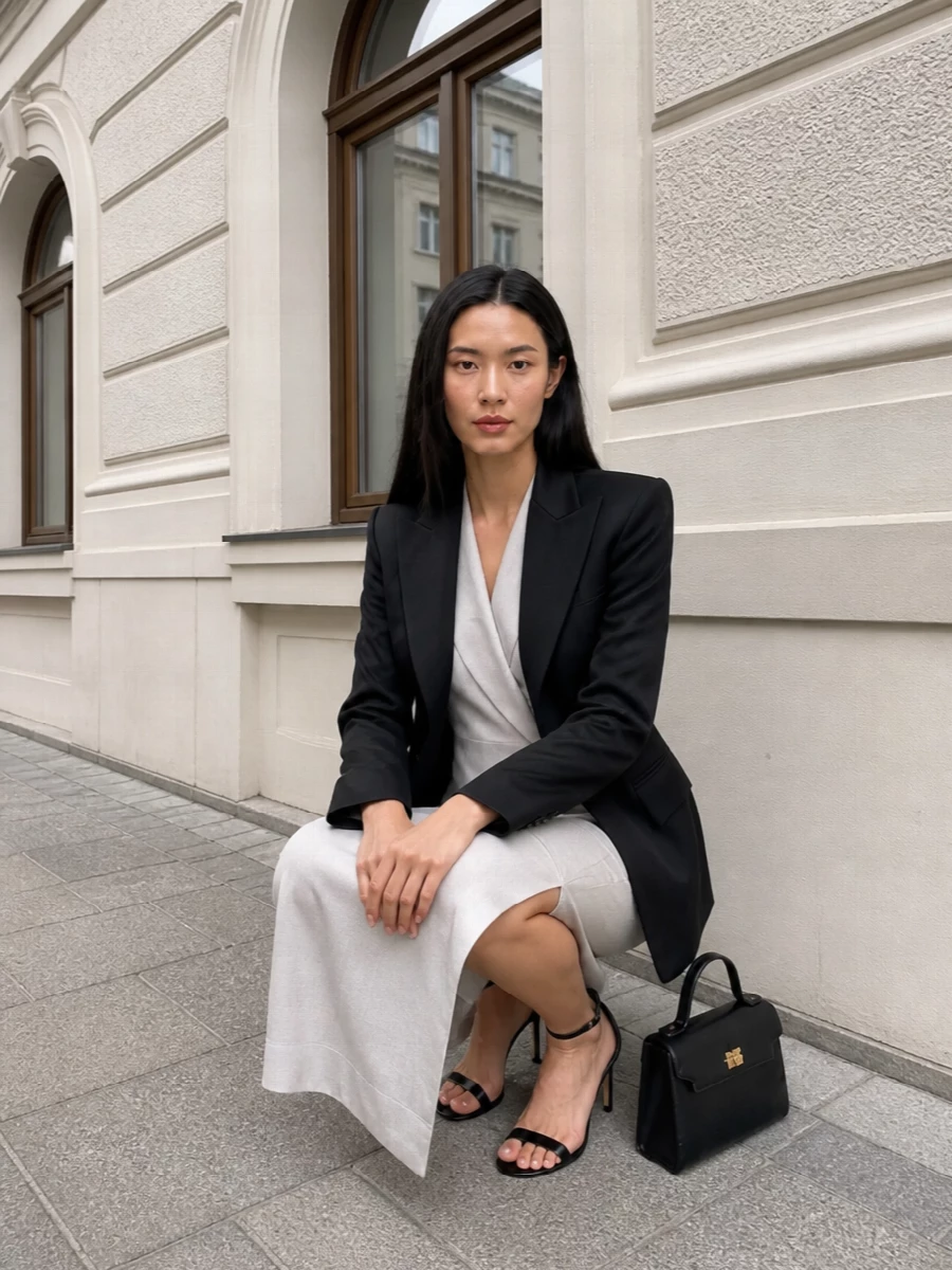 Max mara halter wrap dress black blazer