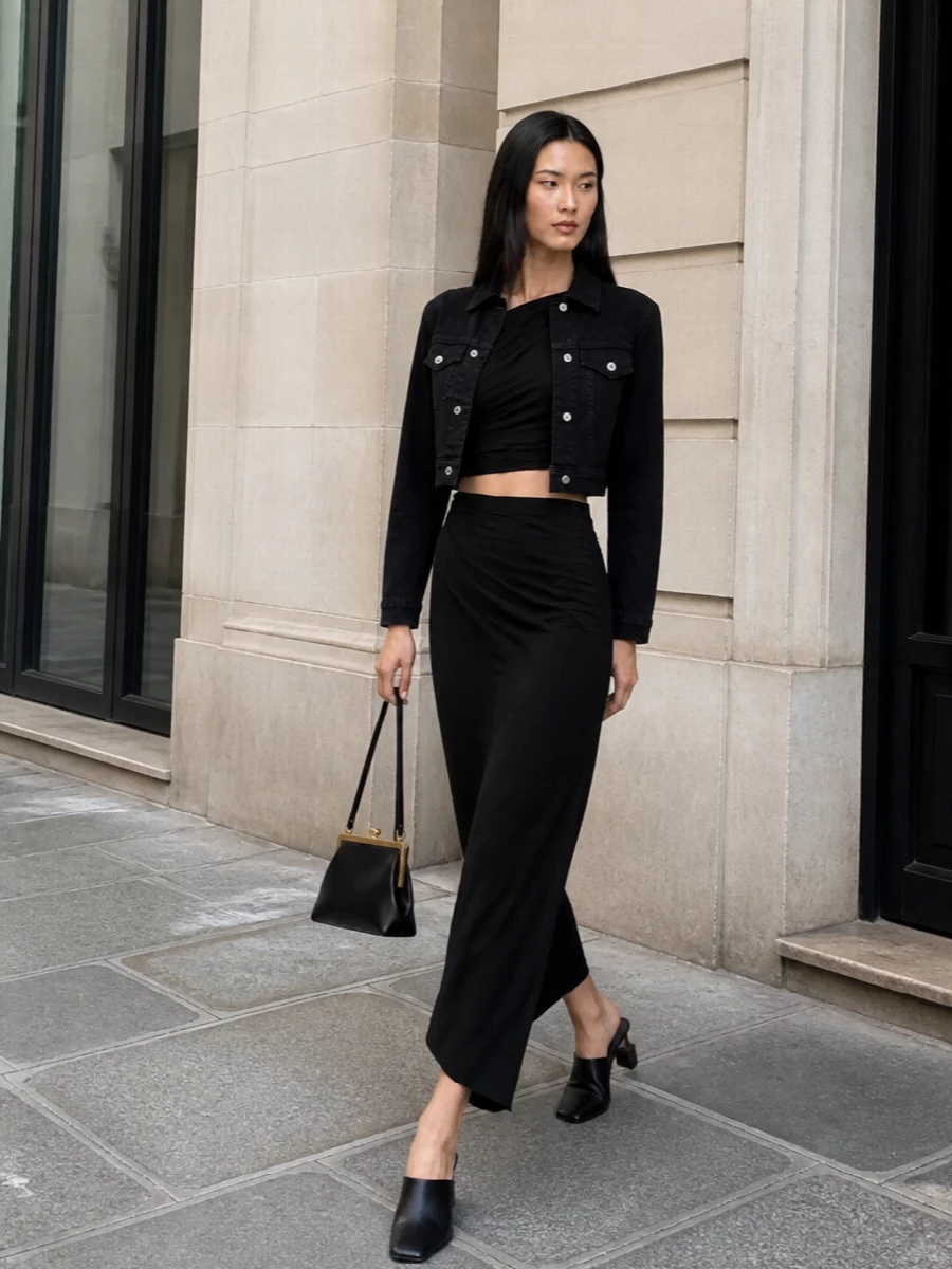 Jacquemus cropped trucker jacket outfit ideas