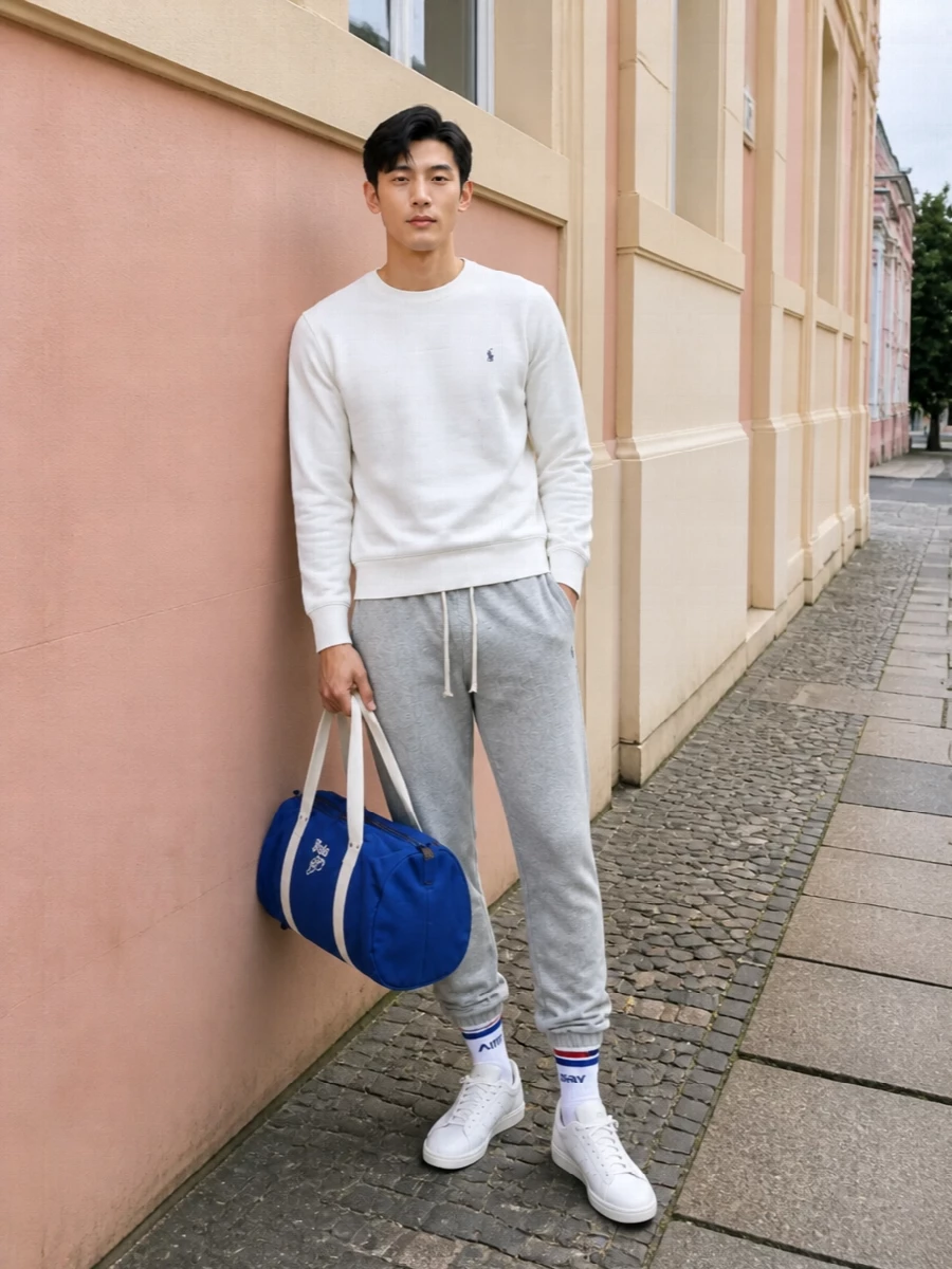Polo ralph lauren grey joggers white sweatshirt