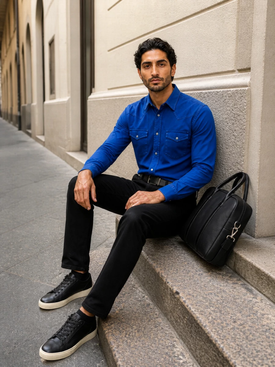 Tom ford cobalt western shirt black jeans