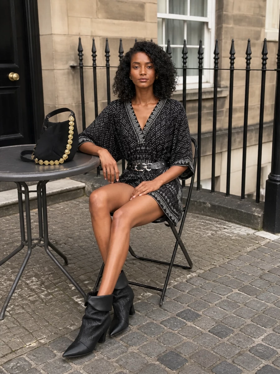Isabel marant studded mini dress black ankle boots
