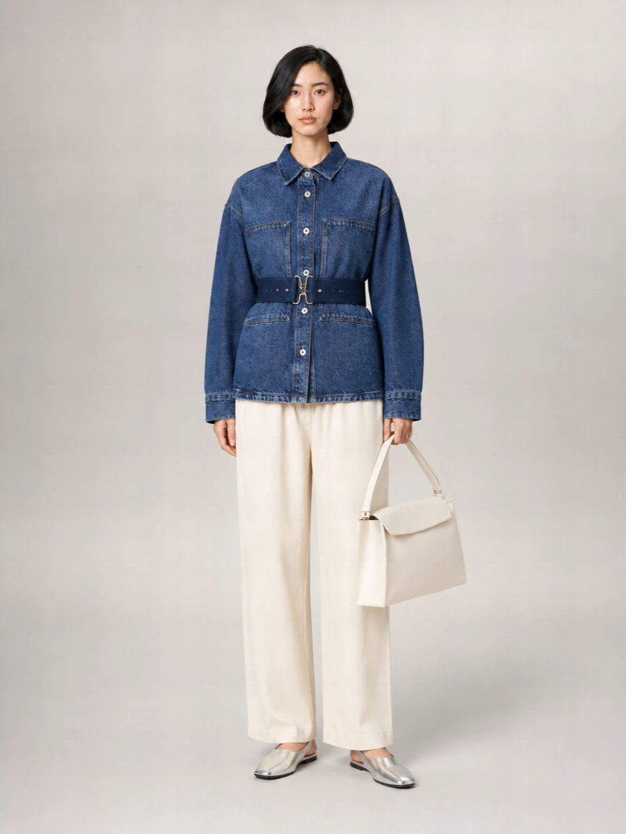 Studio Nicholson Cotton Denim Long-Sleeve Shirt